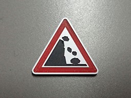 Bild von Verkehrsschild Achtung Steinschlag links