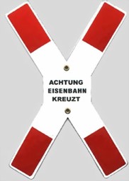 Zeige Details für Andreaskreuz "Achtung Eisenbahn kreuzt" Bild von Andreaskreuz "Achtung Eisenbahn kreuzt"