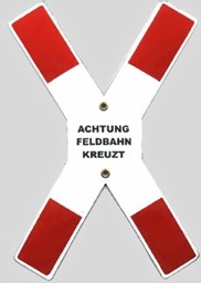 Zeige Details für Andreaskreuz "Achtung Feldbahn kreuzt" Bild von Andreaskreuz "Achtung Feldbahn kreuzt"