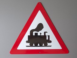 Zeige Details für Verkehrsschild mit Dampflok, Kantenlänge 250mm Bild von Verkehrsschild mit Dampflok, Kantenlänge 250mm