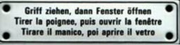 Zeige Details für Griff ziehen, dann Fenster öffnen => 3-sprachig Bild von Griff ziehen, dann Fenster öffnen => 3-sprachig