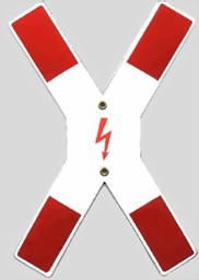 Bild von Andreaskreuz mit Blitzsymbol
