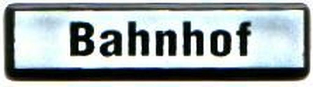 Bahnhof, groß 80 x 20 mm Emaille