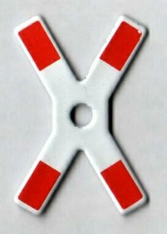 Andreaskreuz mit Öffnung, 1:22,5 37 x 55 mm Emaille