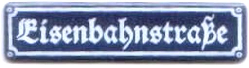 Eisenbahnstraße 55 x 13 mm Emaille
