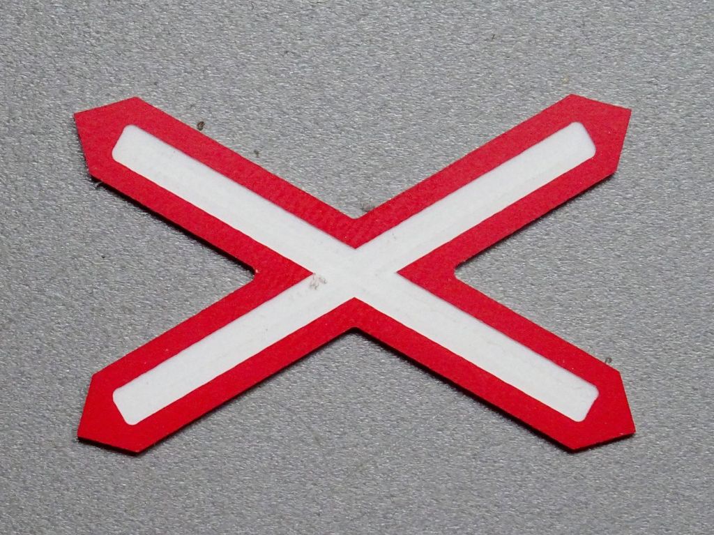 Andreaskreuz Österreich: Rechtecktafel 28 x 43 mm, 2-Schicht-Kunststoff