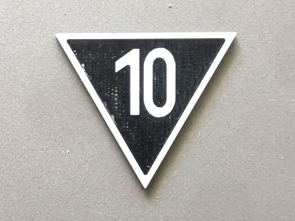 Geschwindigkeitsanzeiger Zs 3, weiß/schwarz, Spitze unten 10  30 mm, 2-Schicht-Kunststoff