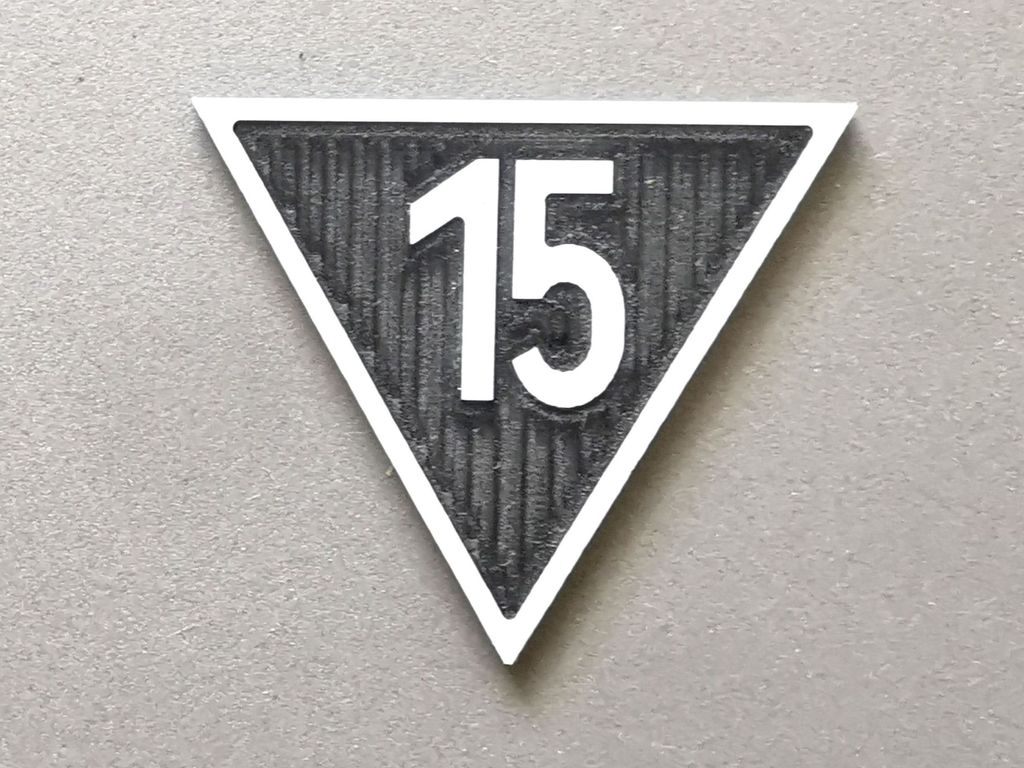 Geschwindigkeitsanzeiger Zs 3, weiß/schwarz, Spitze unten 15  30 mm, 2-Schicht-Kunststoff