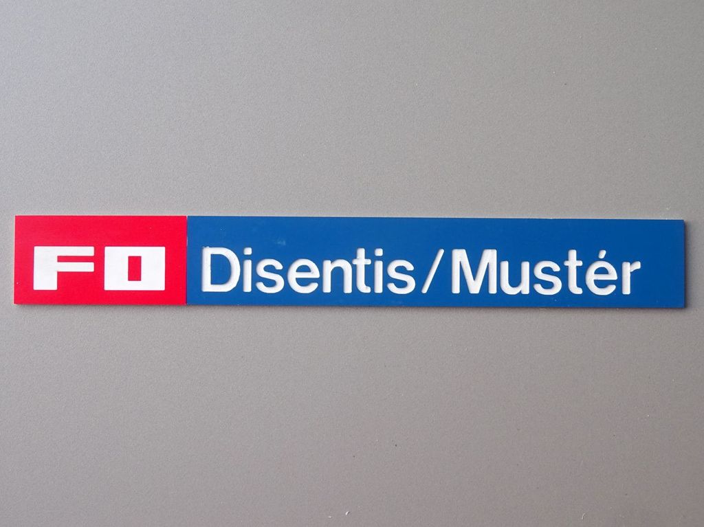 Bahnhofsschilder 4er-Set Typ FO groß 25 mm hoch, 4er-Set, 2-Schicht-Kunststoff