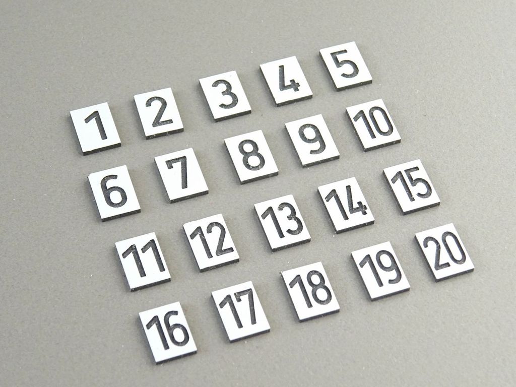 Nummer für Signal: 12 5,3 x 7,3 mm, 2-Schicht-Kunststoff