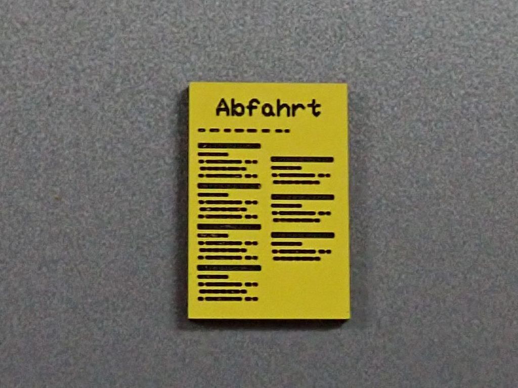 Fahrplan Abfahrt klein, gelb 12 x 18 mm, 2-Schicht-Kunststoff