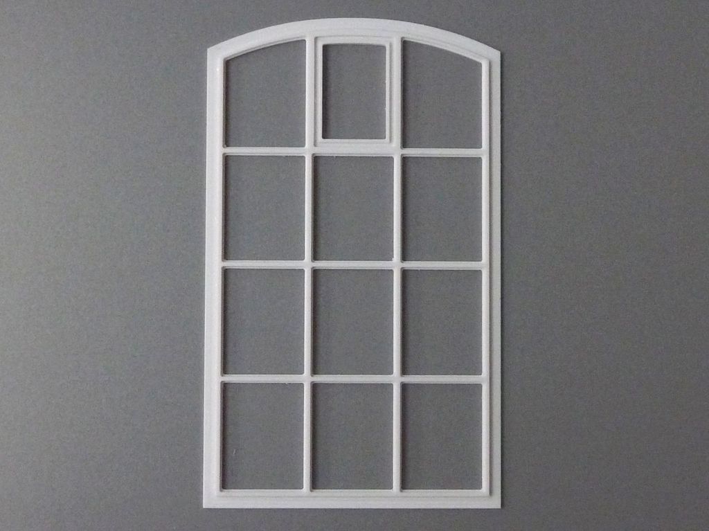 Stichbogen-Fabrikfenster A, 3 x 4 Scheiben, 4er-Set  66 x 114mm
