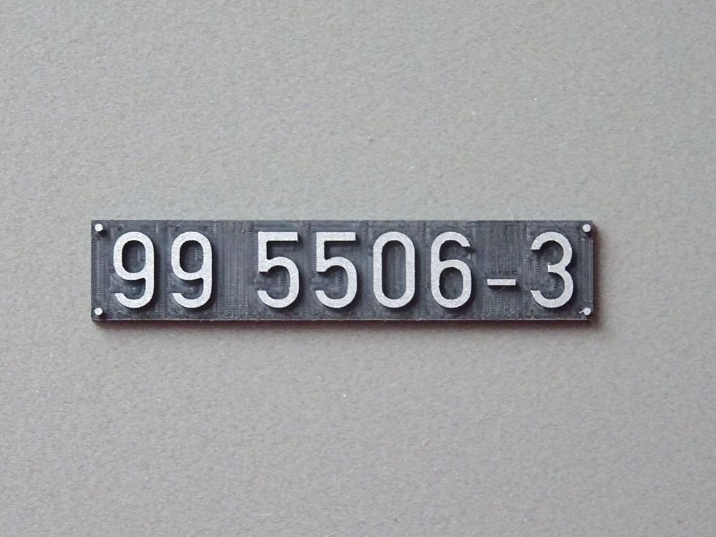 Loknummernset individuell 5,5 mm runde Ziffern Schildhöhe 7 mm, Länge 24 - 35 mm