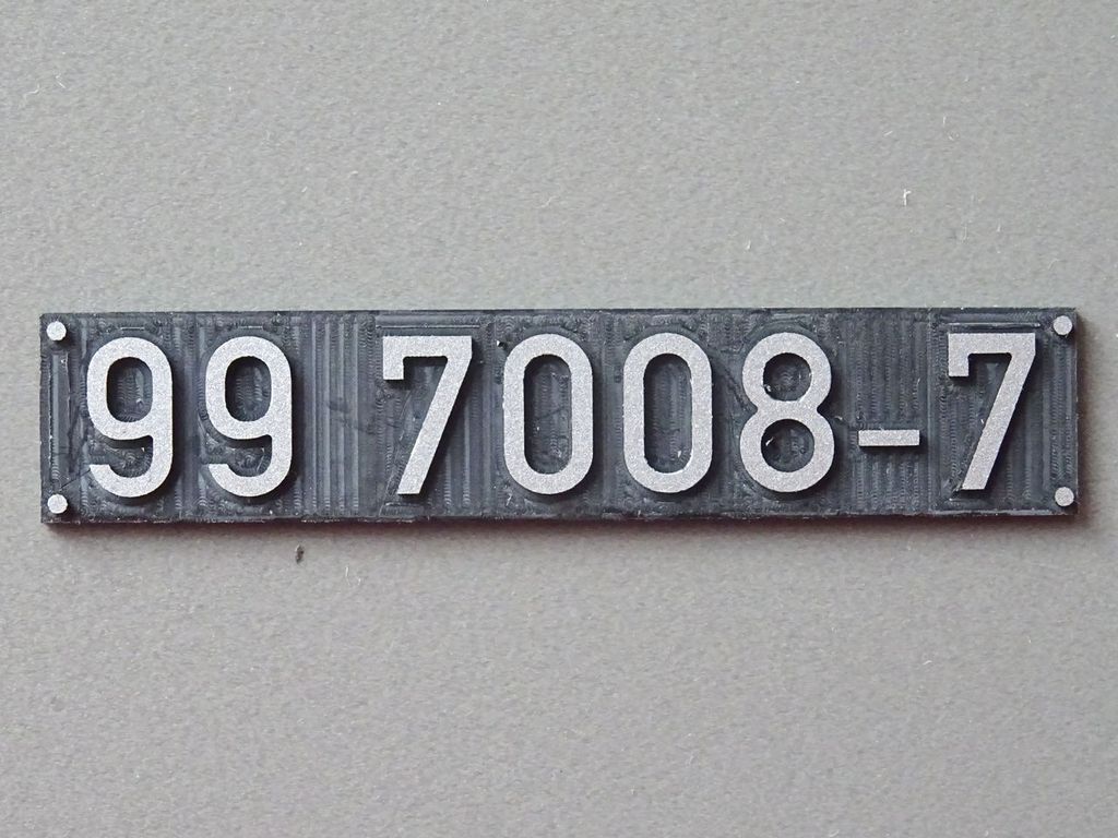 Loknummernset individuell 7mm runde Ziffern Schildhöhe 9 mm, Länge 31 - 46 mm