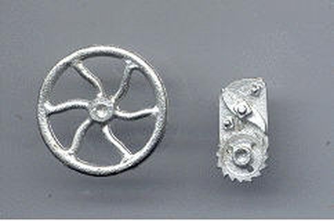 Bremsrad und -Stopper je 2 Stück, Rad: D=15 mm, Bremse: 12x7x3mm