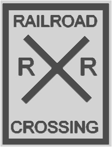 Schild Railroad Crossing 25 x 30 mm