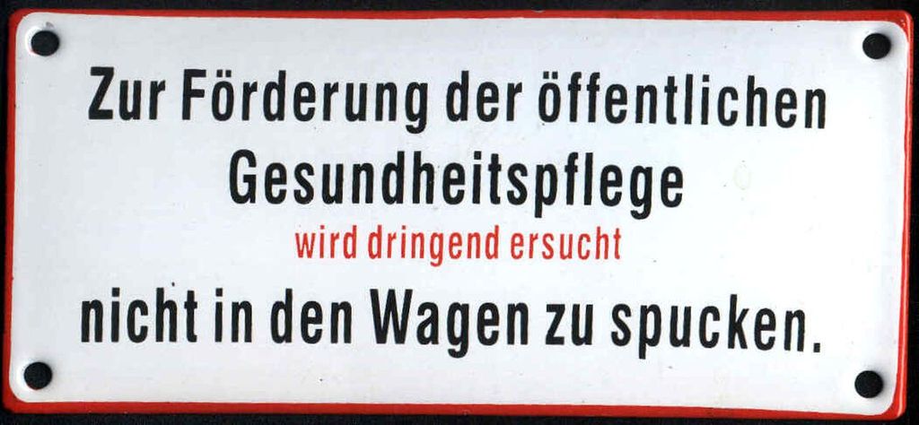 Zur Förderung der öffentlichen Gesundheitspflege... Emaille, 17 x 8 cm