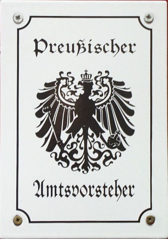 Preußischer Amtsvorsteher Emaille, 17,5 x 12 cm
