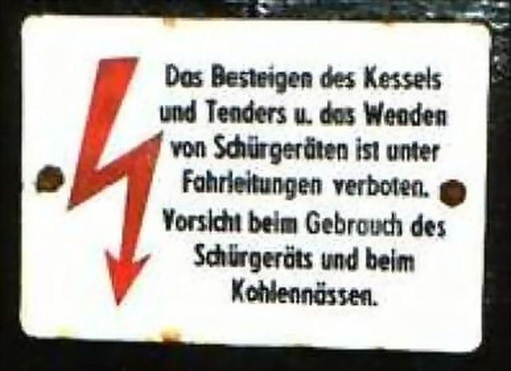 Das Besteigen des Kessels und Tenders... Emaille, 17,5 x 12 cm