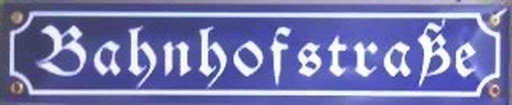 Bahnhofstraße, 40 x 8 cm Emaille, 40 x 8 cm