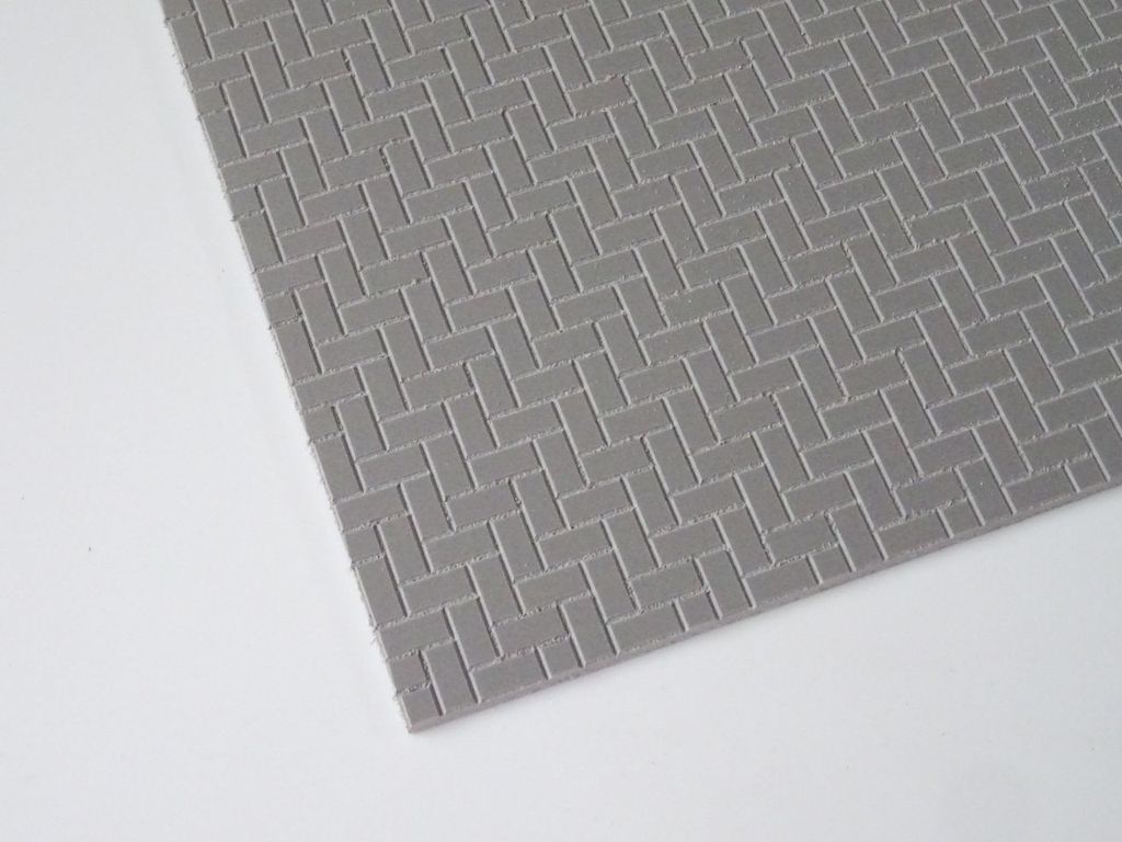 Bauplatte Beton-Pflaster grau 9x4mm ca. 500 x 300 x 3 mm, PVC-Hartschaum