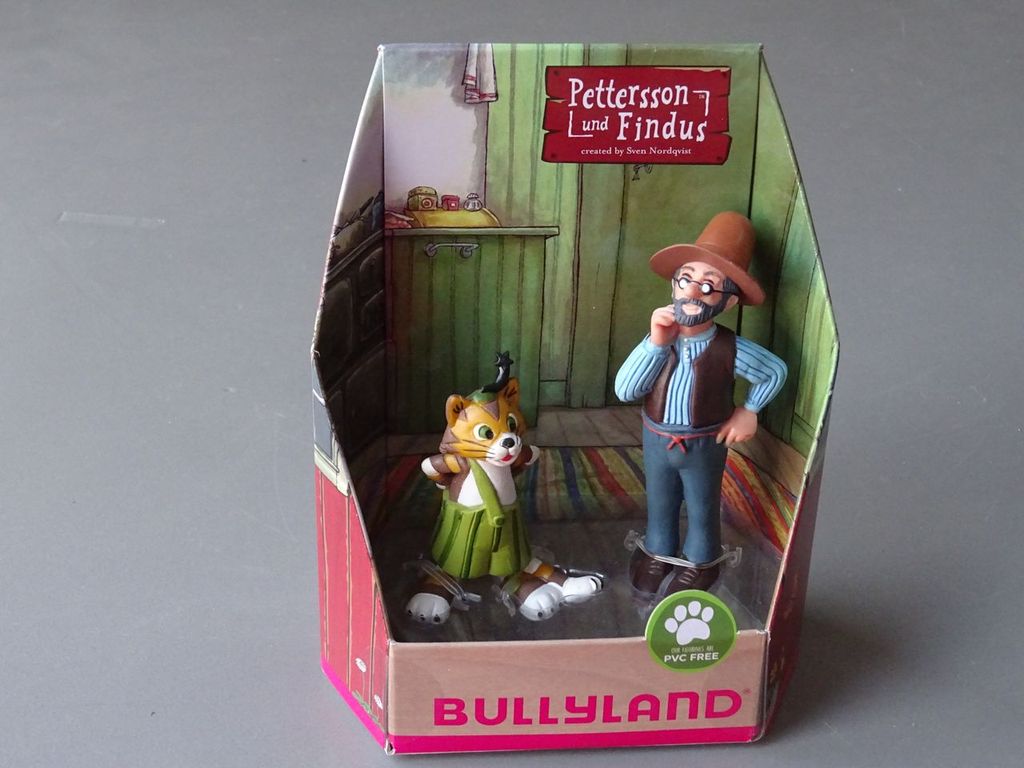 Pettersson und Findus Geschenkverpackung Höhe 85 mm und 55 mm