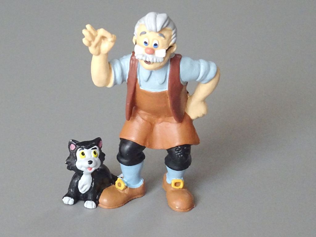Gepetto mit Katze Höhe 75 mm