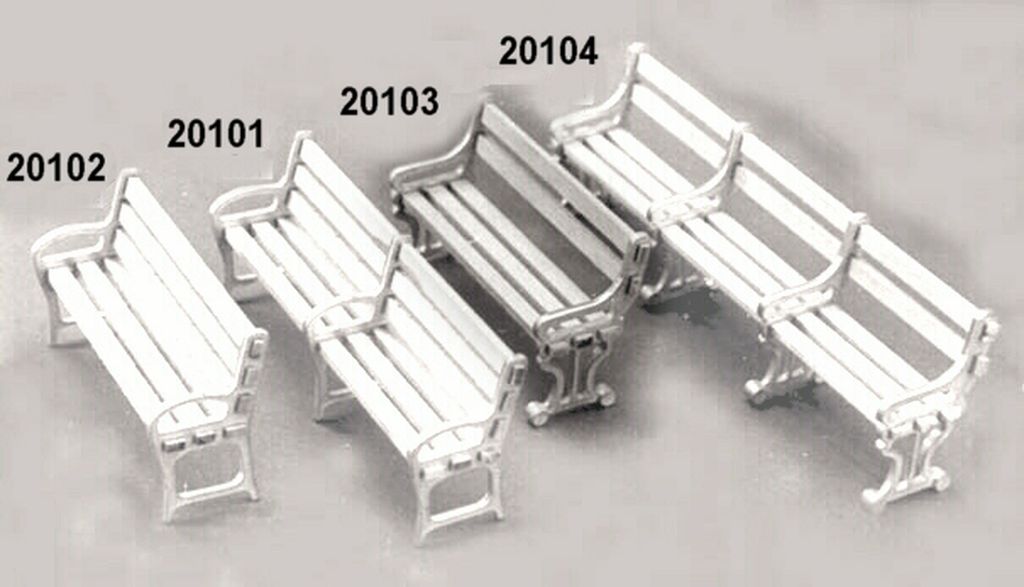 Dekorative Bahnhofsbank, Bausatz ca. 55 x 20 x 32 mm, Sitzhöhe 16 mm