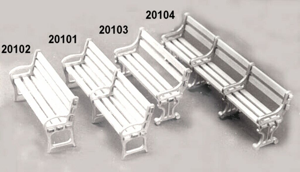 Dekorative Bahnhofsbank, Bausatz ca. 100 x 20 x 32 mm, Sitzhöhe 16 mm