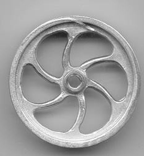 Sichelspeichenrad, flacher Umlauf D = 42mm, Achse 3,2mm