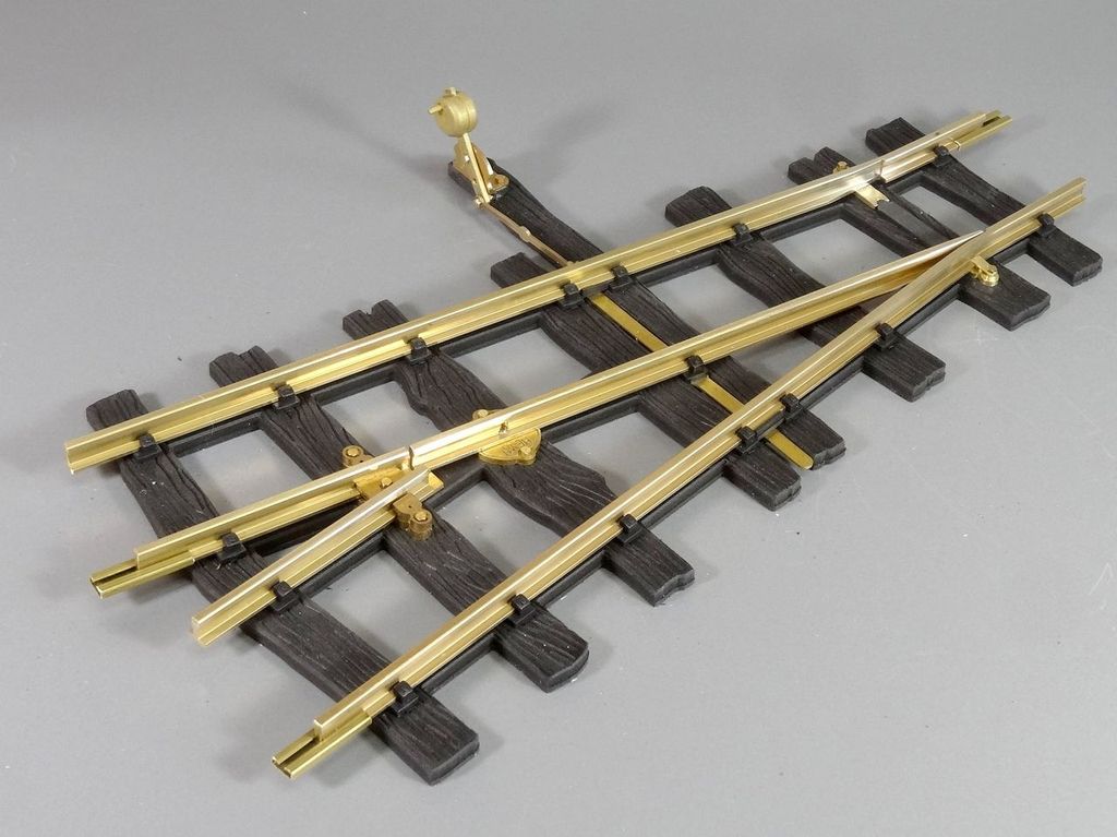 Einzungenweiche 2 x 7,5 °, Hebel rechts, Länge 350 mm