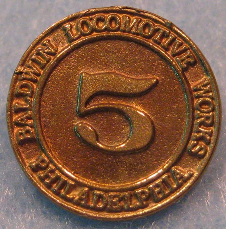 Frontnummerplatte Nr.5 mit Baldwin-Signum D = 16mm