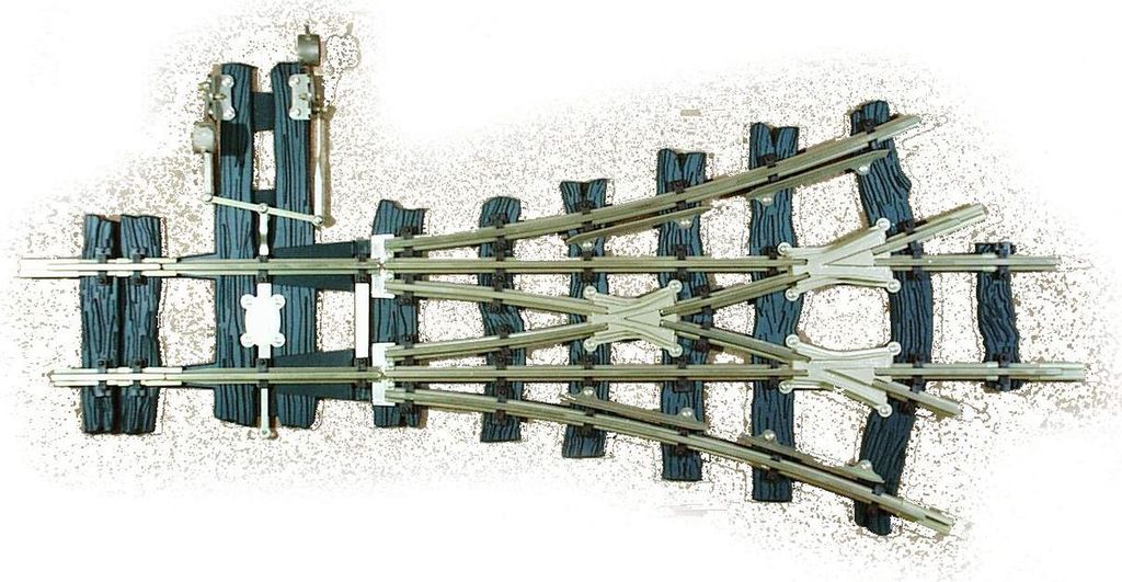 Dreiwegschleppweiche R2, 2x 22,5°, Hebel links, Fertigmodell
