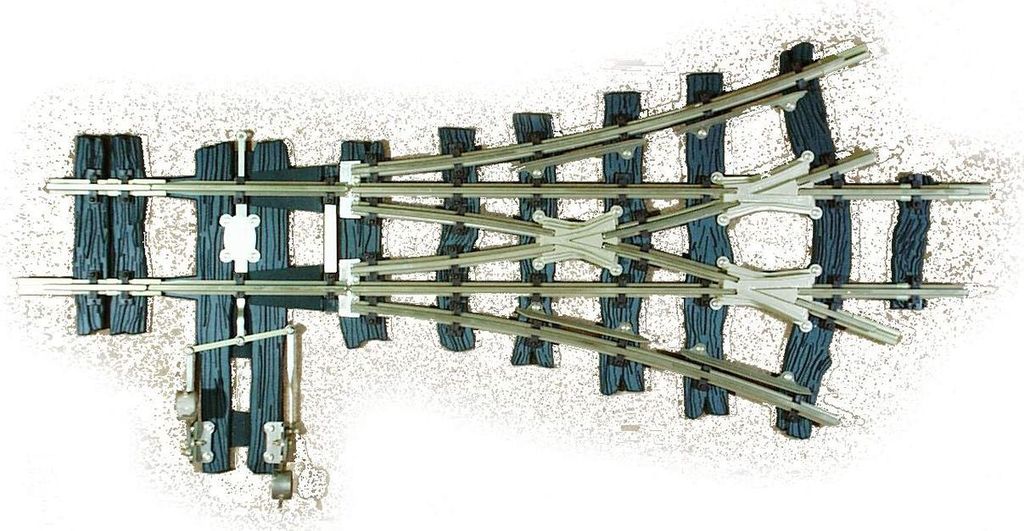 Dreiwegschleppweiche R2, 2x 22,5°, Hebel rechts, Fertigmodell