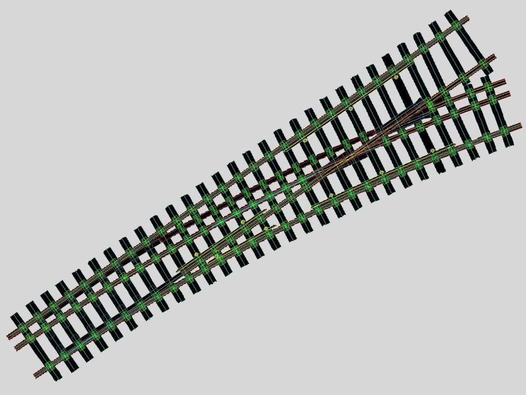 Regelspurweiche R 3m, 15° rechts Schmalspur Bogen innen, Fertigmodell