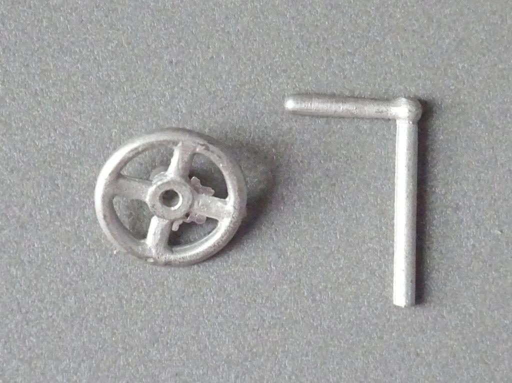 Handrad mit 4 Speichen D = 11 mm, Weissmetall