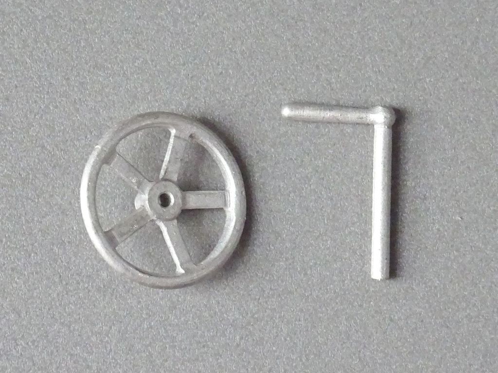 Handrad mit 5 Speichen D = 16 mm, Weissmetall